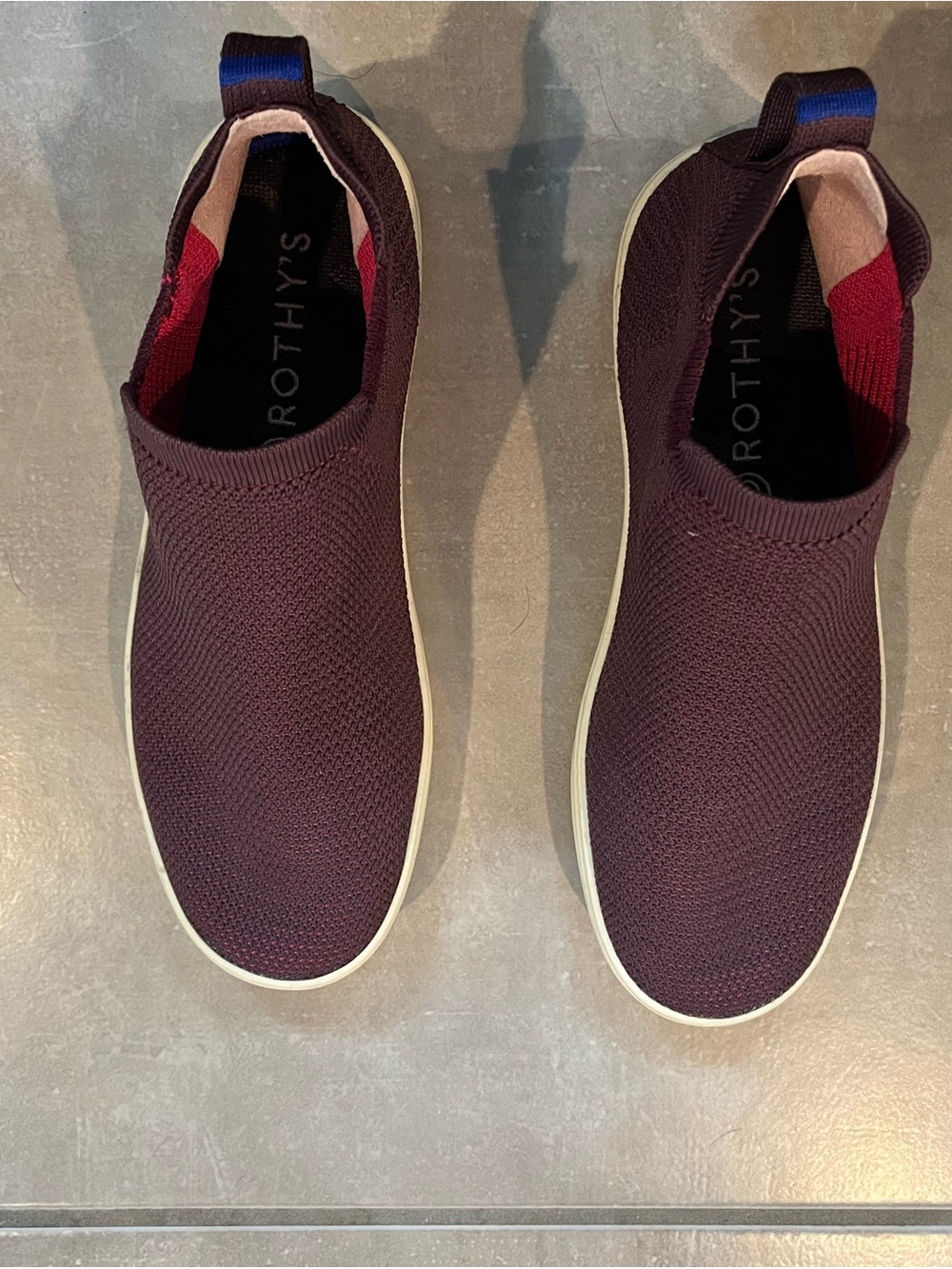Rothy's Women’s chelsea boot — purple with pink underneath
